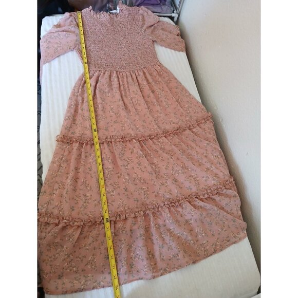 Petal & Pup Womens Midi Dress Pink Floral Ballon Sleeve Small Cottagecore Boho - Picture 10 of 16